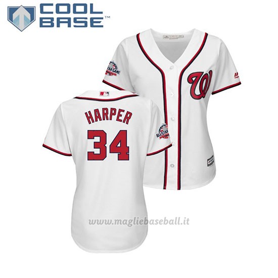 Maglia Baseball Donna Washington Nationals Bryce Harper 2018 All Star Game Cool Base Bianco